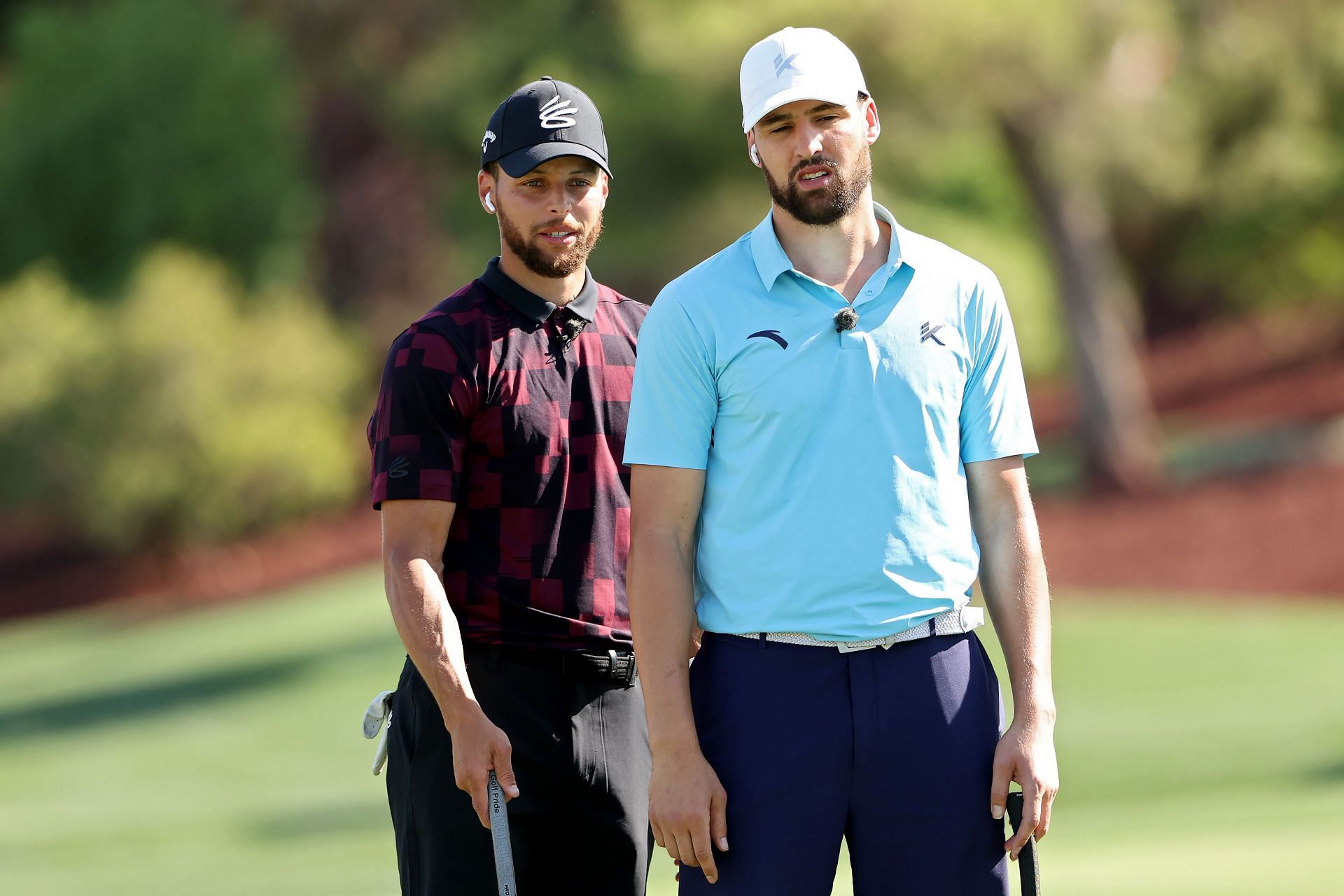 Steph Curry and Klay Thompson (right) during The Match.